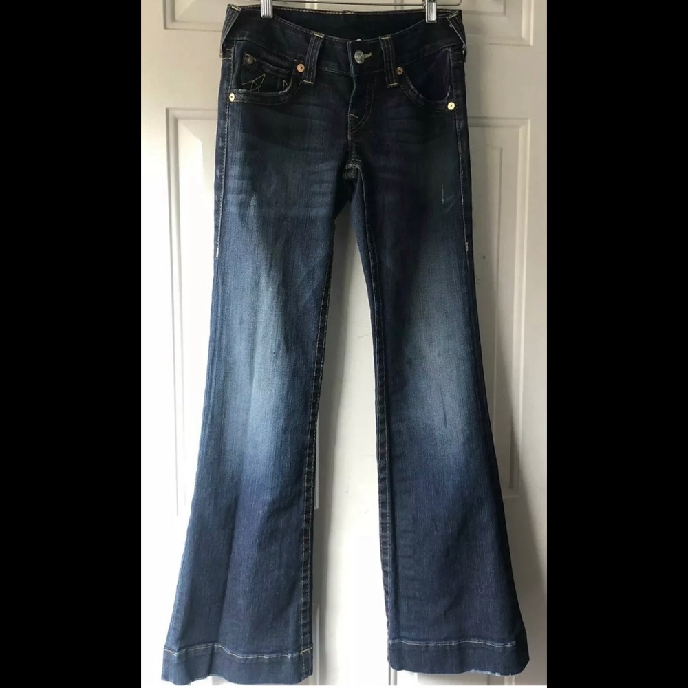 True Religion Jeans Denim Women 27 Flared Wide Leg Blue